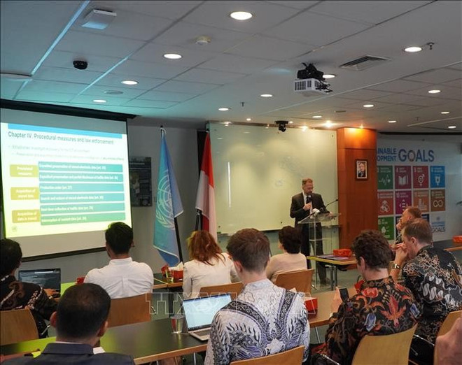 Conférence pour communiquer sur la signature de la Convention des Nations Unies contre la cybercriminalité, prévue en juillet prochain à Hanoï, au Vietnam. Photo: VNA