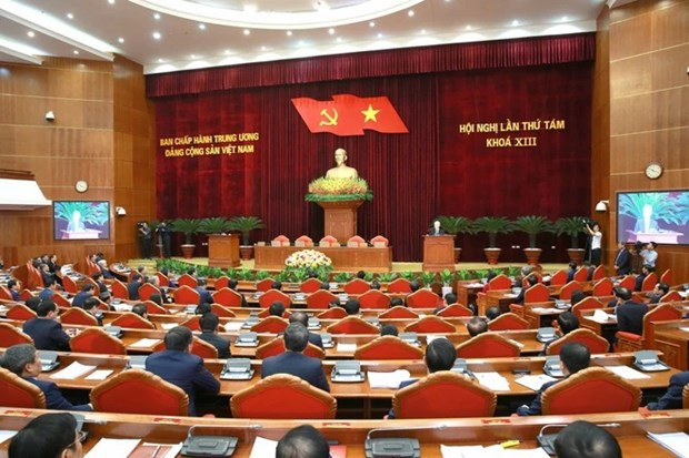 Vue du 8e Plénum du Parti du XIIIe mandat. Photo : VNA. Vue du 8e Plénum du Parti du XIIIe mandat. Photo : VNA.