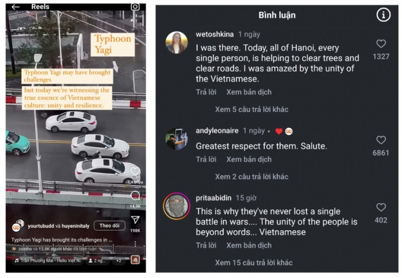 Le compte @Yourtubudd a partagé des vidéos enregistrant des images de conducteurs de voitures aidant des motos à traverser le pont, recevant de nombreux compliments. (Capture d'écran)