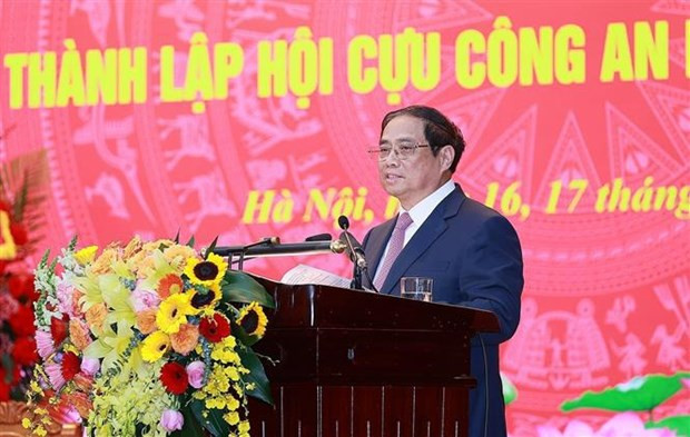 Le Premier ministre Pham Minh Chinh s'exprimant lors du congrès de création de l’Association des anciens policiers populaires vietnamiens. Photo : VNA.