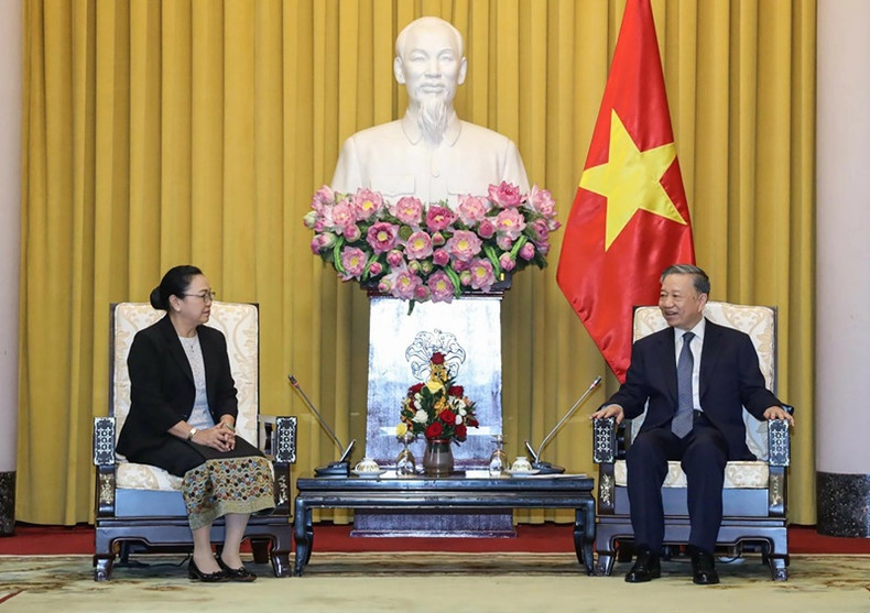 Le président To Lam reçoit l'ambassadrice du Laos Khamphao Ernthavanh au palais présidentiel, le 30 mai 2024. Photo : VOV.