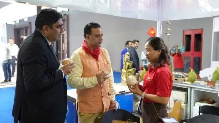 Présentation des fruits exportés du Vietnam aux clients indiens. Photo : VNA. Présentation des fruits exportés du Vietnam aux clients indiens. Photo : VNA.