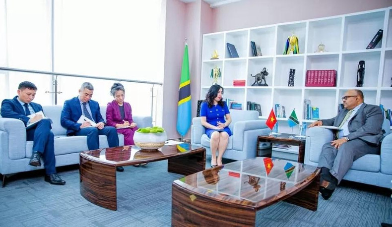 Le vice-ministre des Affaires étrangères, Mme Le Thi Thu Hang, en entretien avec le ministre tanzanien Mahmoud Thabit Kombo. Photo : Ministère des Affaires étrangères