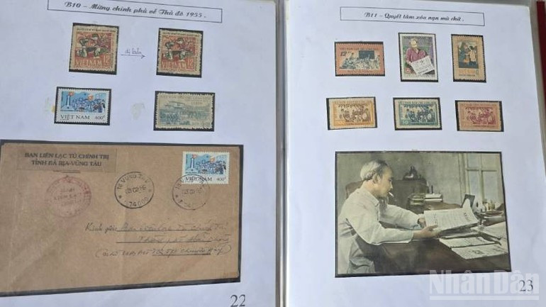 Image du cher Oncle Ho collectionnée par Tran Huu Hue à travers des timbres et des enveloppes de lettres. Image du cher Oncle Ho collectionnée par Tran Huu Hue à travers des timbres et des enveloppes de lettres.