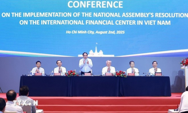 Le Premier ministre Pham Minh Chinh lors de la conférence. Photo : VNA. Le Premier ministre Pham Minh Chinh lors de la conférence. Photo : VNA.