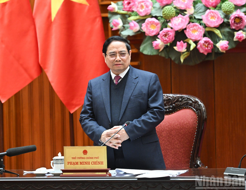 Le Premier ministre Pham Minh Chinh prononce un discours d’orientation lors de la réunion