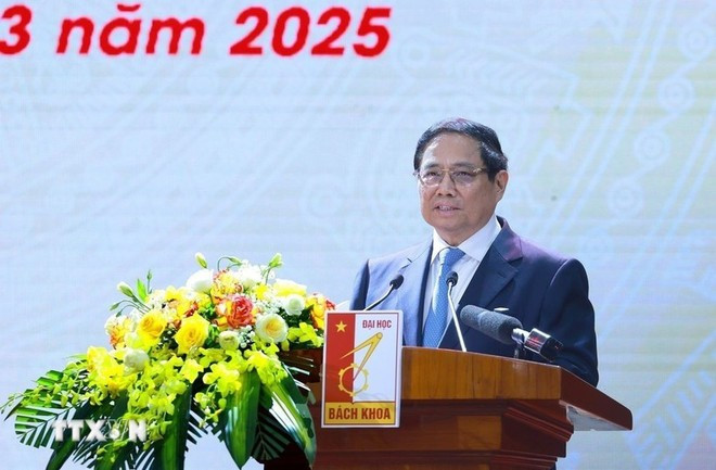 Le Premier ministre Pham Minh Chinh s'exprime lors de la cérémonie de lancement du mouvement d'alphabétisation numérique. Photo : VNA. Le Premier ministre Pham Minh Chinh s'exprime lors de la cérémonie de lancement du mouvement d'alphabétisation numérique. Photo : VNA.
