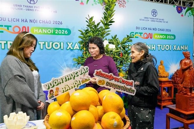 Un stand de présenter des produits. Photo : VNA