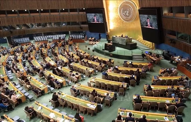 Vue générale de la séance plénière consacrée à l'élection des membres du Conseil des droits de l'homme de l'ONU pour le mandat 2026-2028. (Photo : VNA)