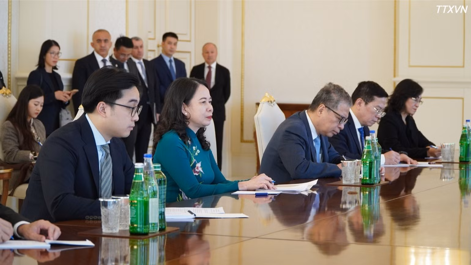 La vice-présidente de la République, Vo Thi Anh Xuan, lors de l'entretien. Photo : VNA
