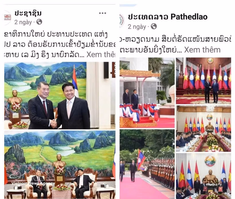 Les articles sur la visite sont publiés sur la page Facebook officielle de Laophattana News et sur celle de Pathetlao. Photo : VNA