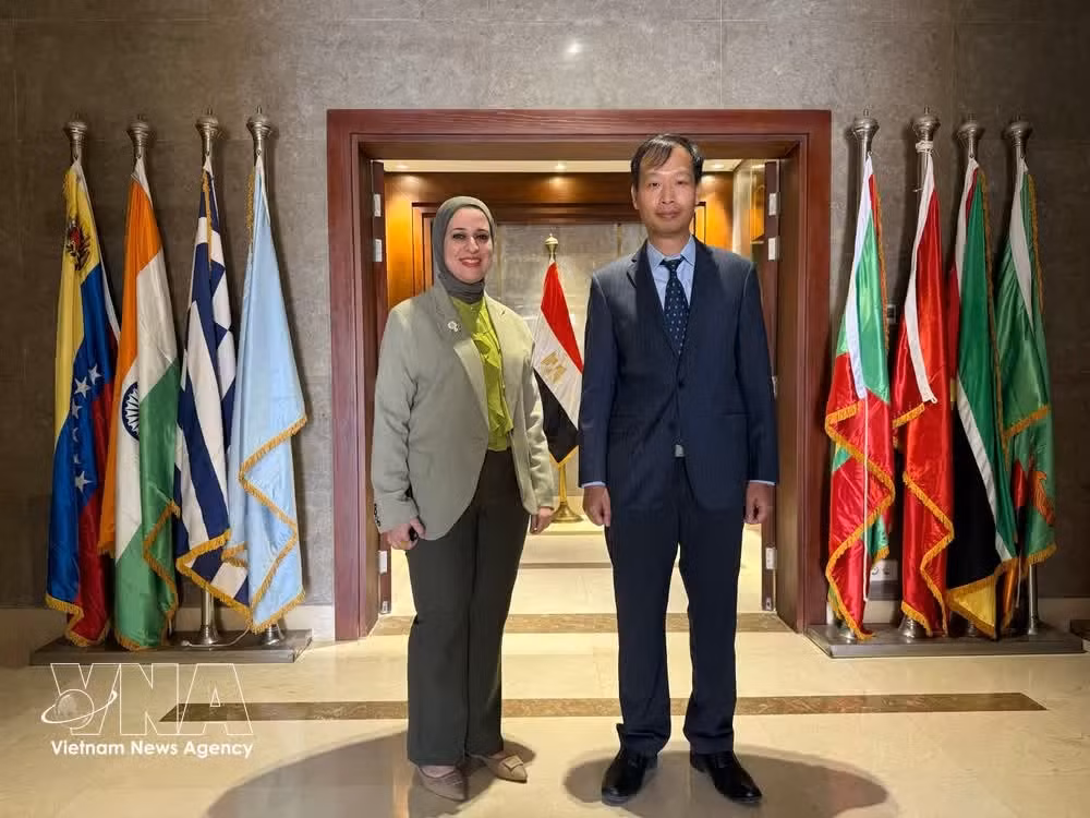 L’ambassadeur du Vietnam en Égypte, Nguyen Nam Duong, et la vice-ministre égyptienne des Affaires étrangères chargée de la coopération internationale, Samar Al-Ahdal. Photo: VNA