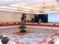 Séance de travail entre les dirigeants de Hô Chi Minh-Ville et la délégation de jeunes dirigeants de trois Parti du Vietnam, du Cambodge et du Laos. Photo: VNA 