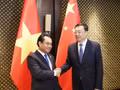 Le ministre de l'Agriculture et de l'Environnement, Trinh Viet Hung (à gauche), et le ministre chinois de l'Agriculture et des Affaires rurales, Zhang Zhu. Photo : VNA. 