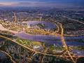 Vue en perspective du futur paysage et de l’axe urbain le long du fleuve Rouge. Photo : VNA.
