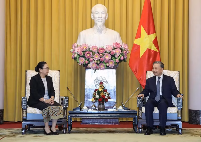 Le président To Lam reçoit l'ambassadrice du Laos Khamphao Ernthavanh au palais présidentiel, le 30 mai 2024. Photo : VOV.