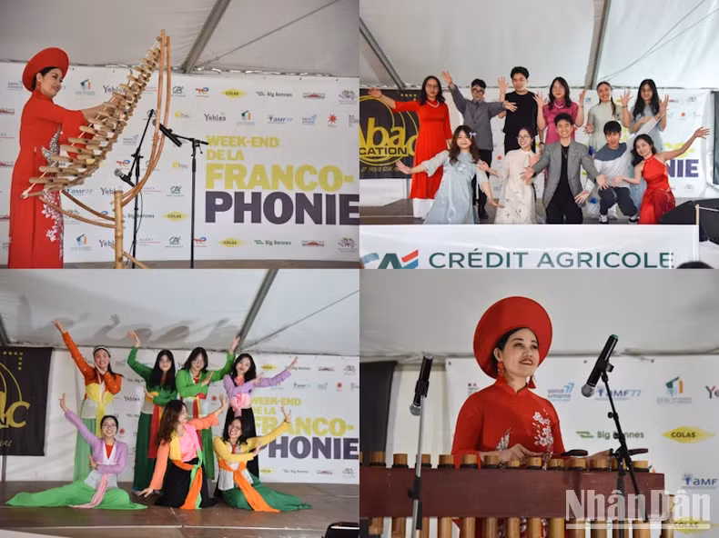 Le Centre culturel vietnamien en France et l'Association des étudiants vietnamiens à Paris ont présenté de nombreuses performances artistiques uniques, promouvant la culture auprès du public français. Photo : nhandan.vn