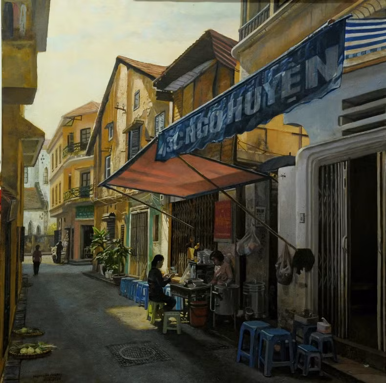 La ruelle de Ngo Huyên paisible dans un tableau. Photo : nhandan.vn