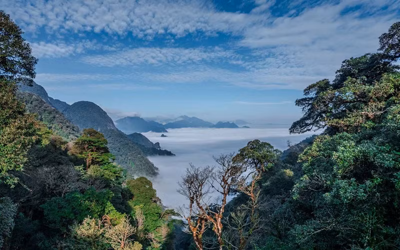 "Mer de nuages" vue du sommet du Nam Kang Ho Tao.