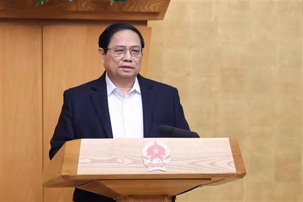 Le PM Pham Minh Chinh lors de la réunion thématique du gouvernement sur la construction de lois, à Hanoi, le 29 janvier. Photo : VNA. Le PM Pham Minh Chinh lors de la réunion thématique du gouvernement sur la construction de lois, à Hanoi, le 29 janvier. Photo : VNA.