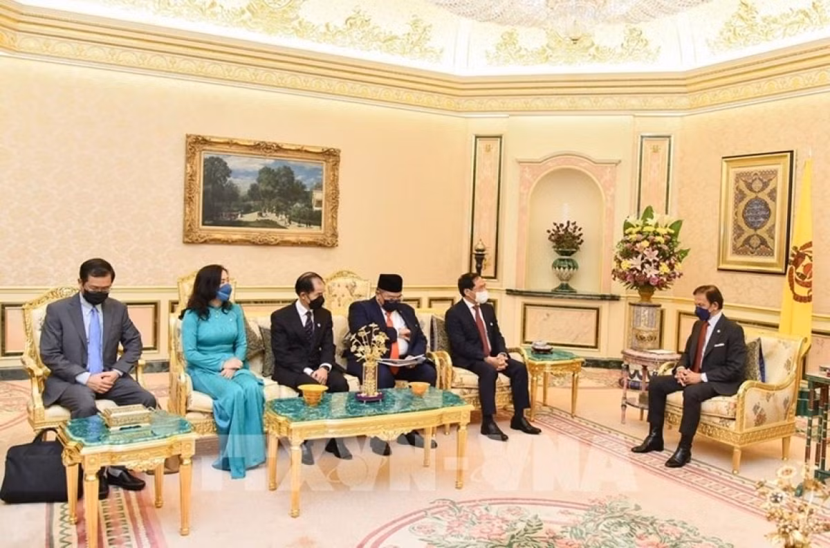 Le ministre des Affaires étrangères, Bùi Thanh Son, rencontre le deuxième ministre des Affaires étrangères du Brunei, Dato Erywan Pehin Yusof, à Brunei en septembre 2022. Photo : VNA.