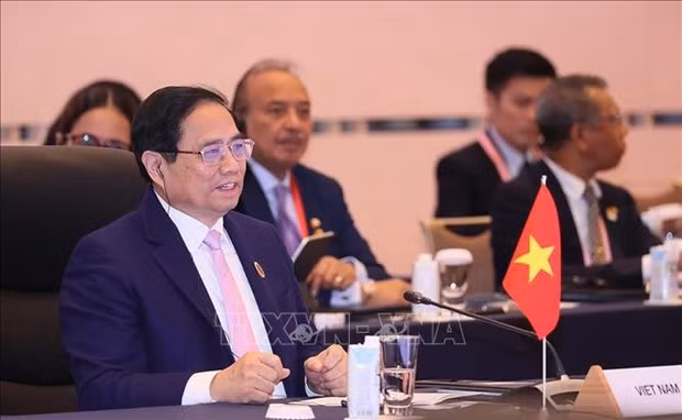 Le Premier ministre Pham Minh Chinh à la séance d'ouverture du sommet commémorant les 50 ans des relations ASEAN - Japon. Photo : VNA.