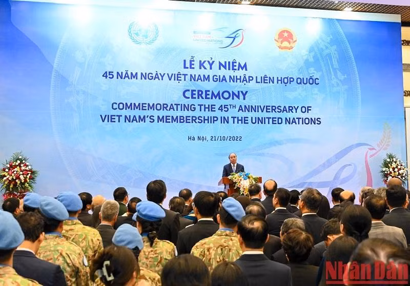 Le Président vietnamien, Nguyên Xuân Phuc, s'exprime lors de la cérémonie.