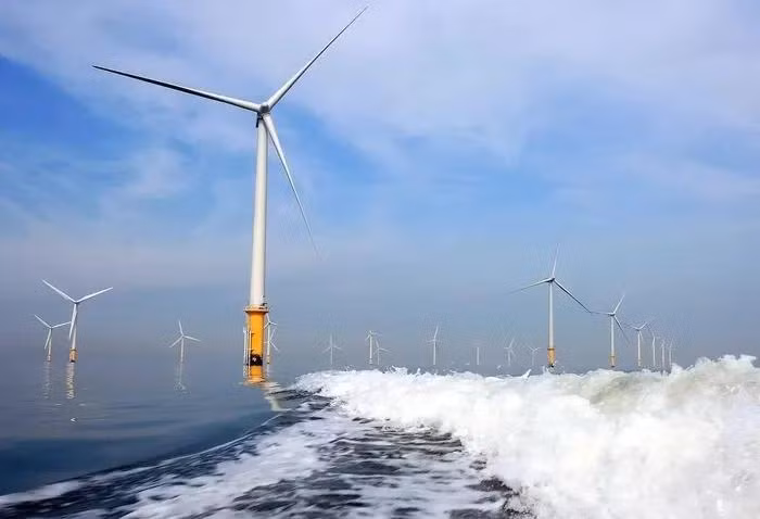 Simulation d’une centrale éolienne offshore. Photo : GWEC