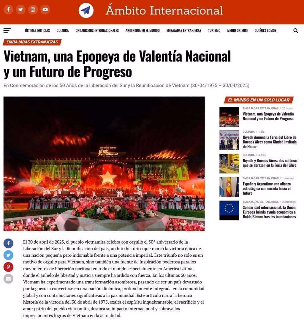 Le site d'information Ámbito Internacional. Photo : VNA.