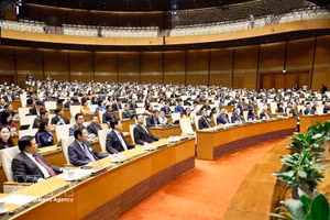 Lors de la cérémonie d'ouverture de la deuxième session de la 16e législature de l’Assemblée nationale. Photo : VNA.