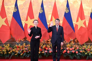 Le Premier ministre vietnamien Le Minh Hung (à droite), et la Première ministre du Liechtenstein, Brigitte Haas. Photo : NDEL