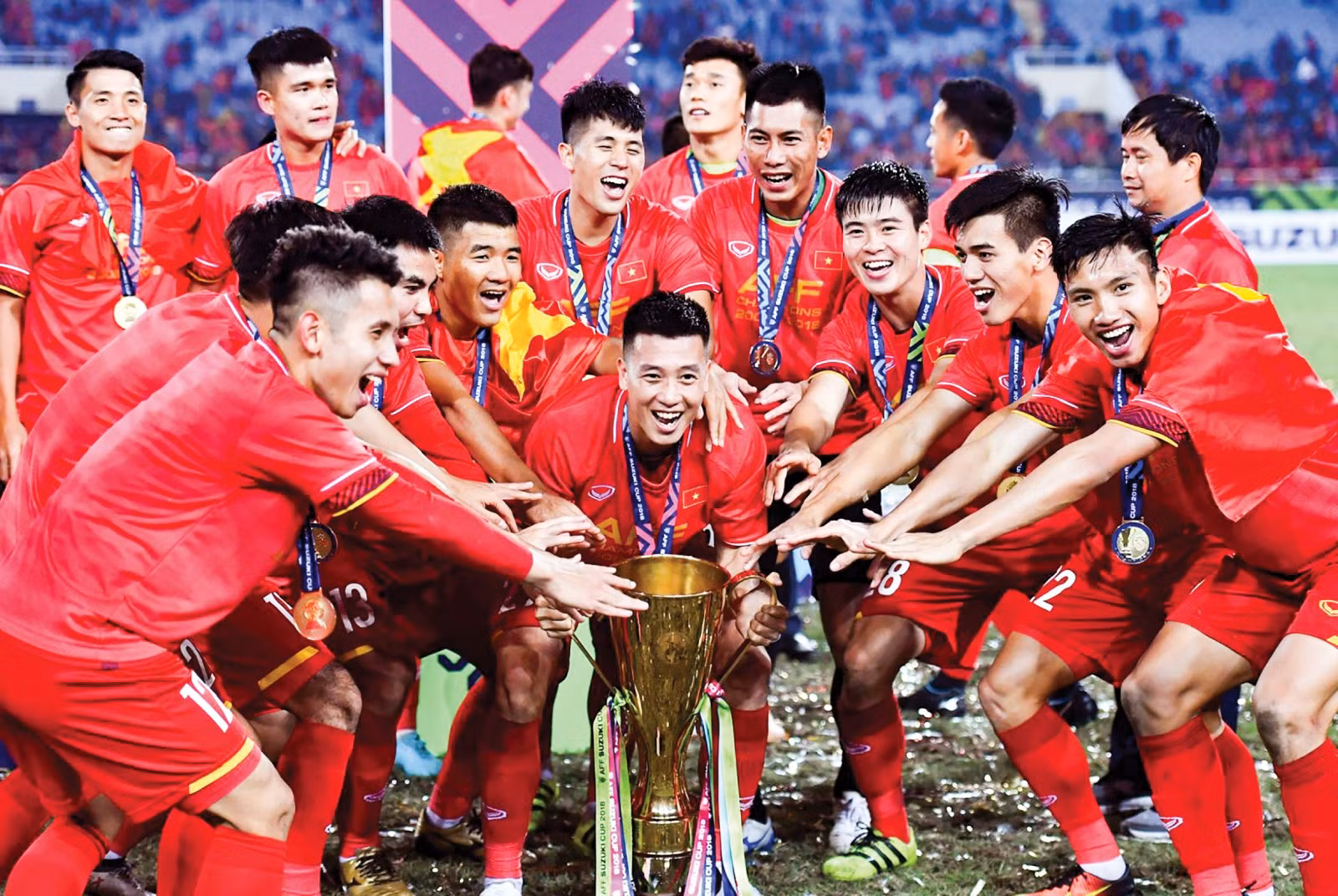 La joie des footballeurs vietnamiens. Photo : Dantri.