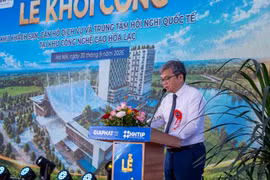 Le vice-président du Comité populaire de Hanoi, Truong Viet Dung, s’exprime lors de la cérémonie de lancement du projet. (Photo : Ha Linh)