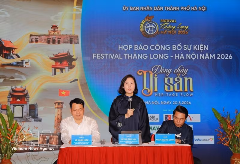 Lors de la conférence de presse tenue le 20 août dans la capitale présentant 2e édition du Festival Thang Long – Hanoï 2026, placée sous le thème "Heritage Low". Photo : VNA.