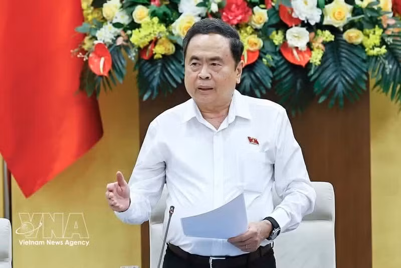 Le président de l'Assemblée nationale Tran Thanh Man s'exprime lors de la session. Photo : VNA.