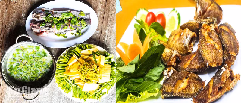 De nombreux restaurants et échoppes proposent des spécialités de la saison des crues à leur carte. Photo : baoangiang.vn