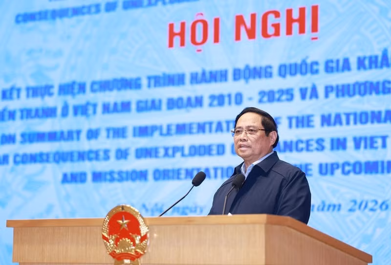 Le Premier ministre Pham Minh Chinh préside la conférence. Photo : VNA. 