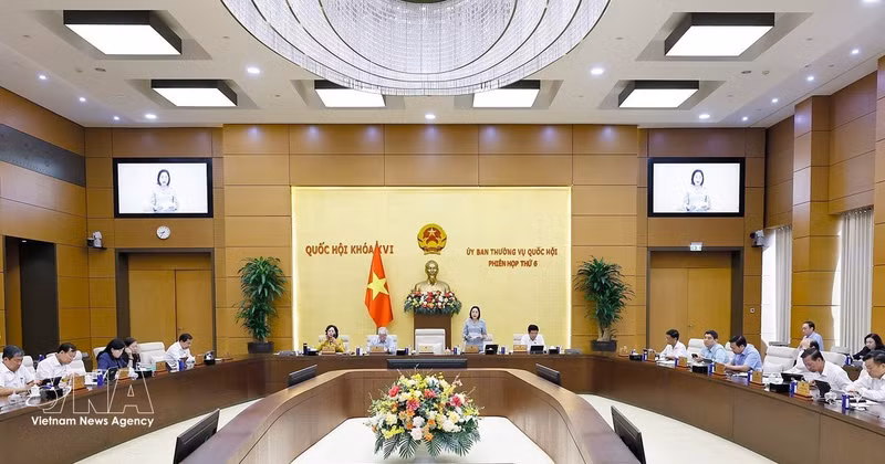 La vice-présidente de l'Assemblée nationale, Nguyên Thi Thanh, s’exprime devant le Comité permanent de l’Assemblée nationale. Photo : VNA. 