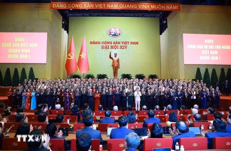 Séance de clôture du XIVe Congrès national du Parti communiste du Vietnam. Photo : VNA.
