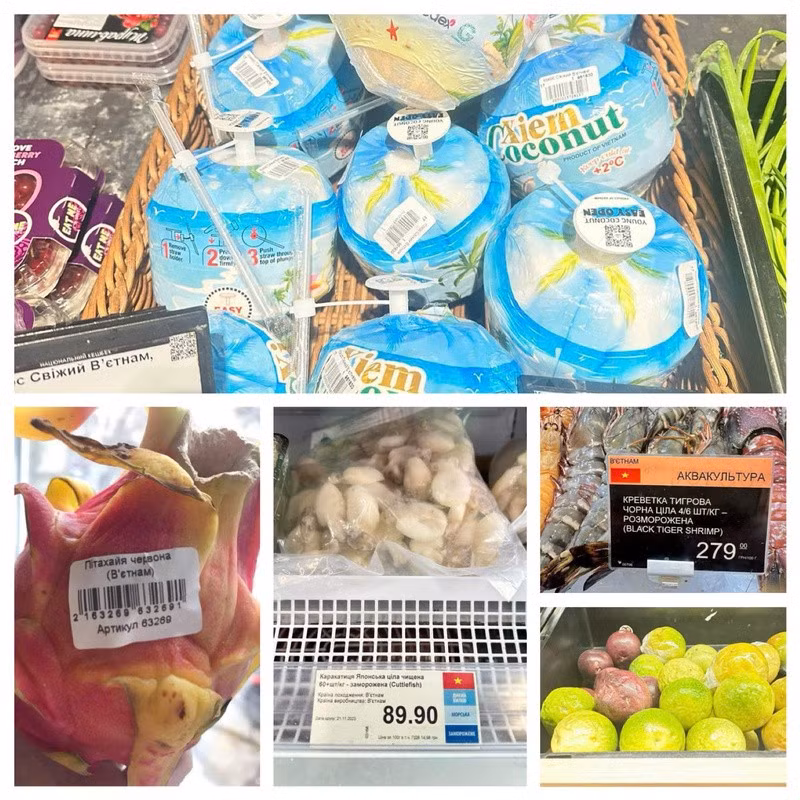 Des produits vietnamiens sont commercialisés dans la chaîne de supermarchés Goodwine en Ukraine. Photo : congthuong.vn