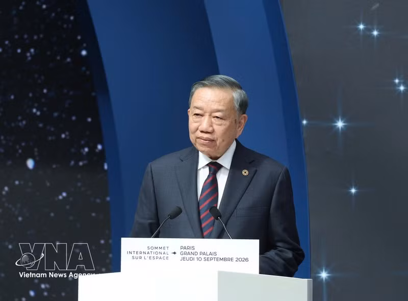 Le secrétaire général du Parti et président vietnamien, To Lam, prend la parole. Photo : VNA