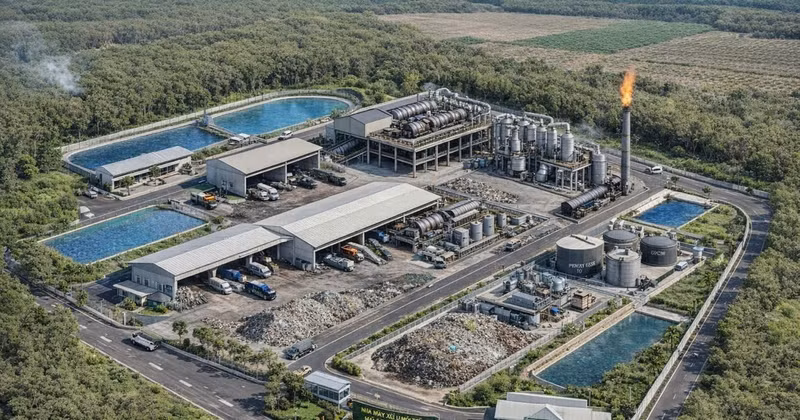 Photo d'illustration: Vue en perspective d'une usine de traitement des déchets à Tay Ninh. 