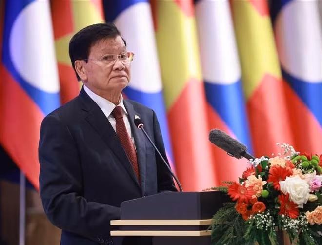 Le secrétaire général du Parti populaire révolutionnaire du Laos (PPRL) et président lao, Thongloun Sisoulith. Photo: VNA