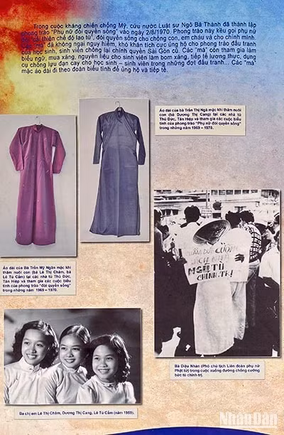 Des images et des documents sur l'ao dai des femmes vietnamiennes en temps de guerre sont présentés à l'exposition. Des images et des documents sur l'ao dai des femmes vietnamiennes en temps de guerre sont présentés à l'exposition.