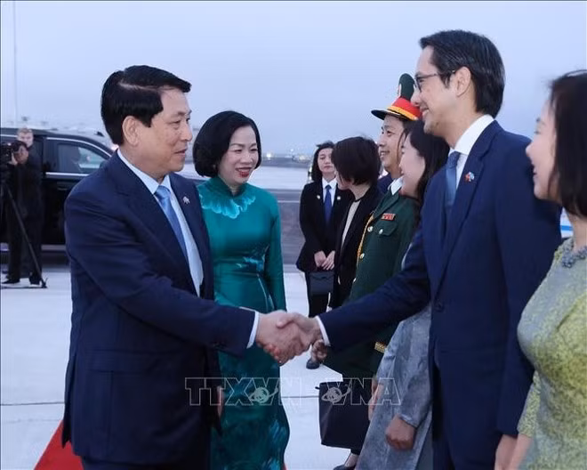 Dans l’après-midi du 24 septembre (heure locale), le président vietnamien Luong Cuong et son épouse ont quitté New York. Photo : VNA.