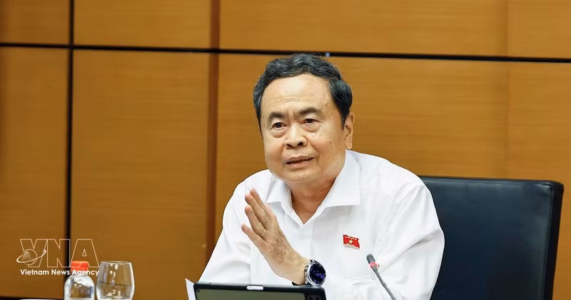 Le président de l’Assemblée nationale, Tran Thanh Man, prend la parole lors des discussions. Photo : VNA. 
