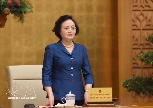 La vice-Première ministre Pham Thi Thanh Tra s'exprime. Photo : VNA.