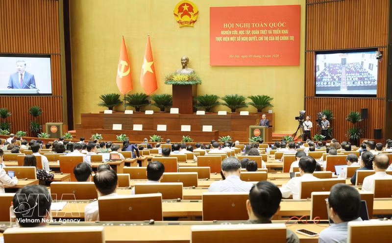 Vue d'ensemble de la conférence nationale, à Hanoi, le 3 septembre. Photo: VNA
