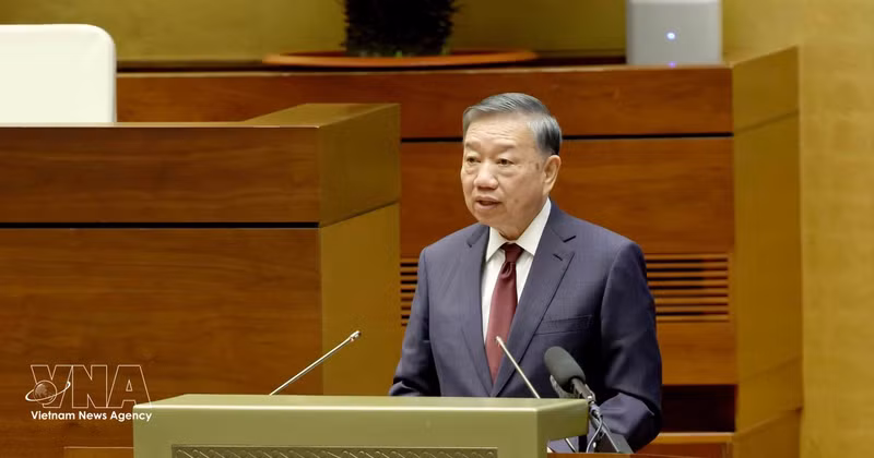 Le secrétaire général du Parti et président de la République, Tô Lâm, s'adresse à la conférence nationale, à Hanoi, le 3 septembre. Photo: VNA