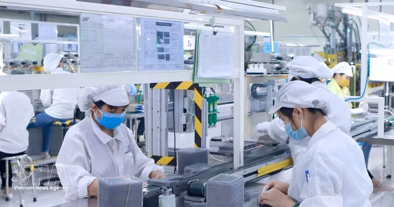 Fabrication de composants électroniques chez Star Engineers Vietnam Company, parc industriel Binh Xuyen I (Phu Tho). Photo : VNA.
